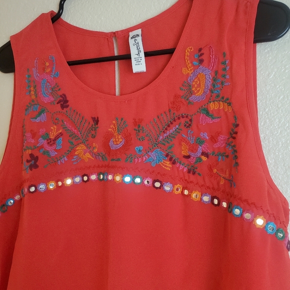 American Rag Sleeveless Boho Floral Jeweled Top - Picture 3 of 4